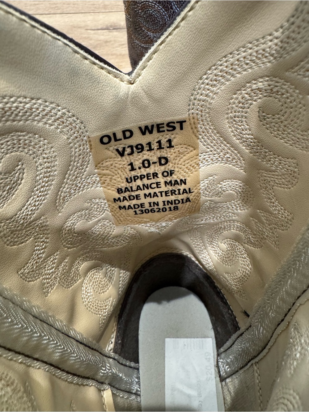 Old West Tan Kid Western Boots size 1.0 D VJ91111 - Picture 5 of 7